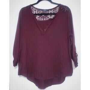 Angels forever young maroon 3/4 sleeve women's large blouse